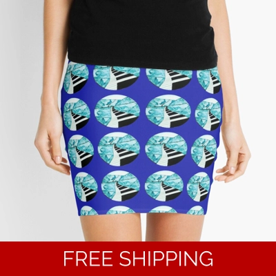 Mini Skirt Royal Blue Multi Le Studio Piano Window logo